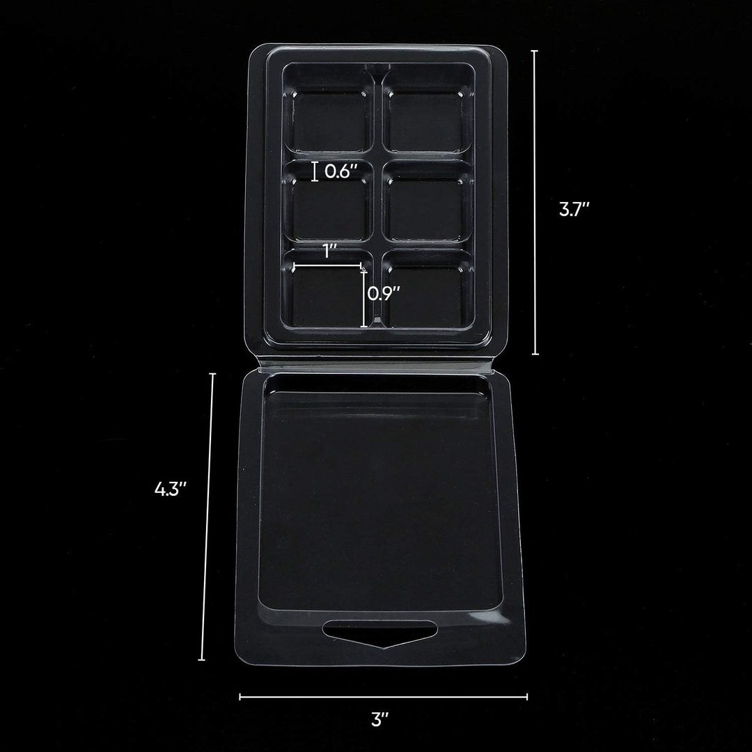 Jucoan 100 Pack Plastic Wax Melt Clamshell Mold, 6 Cavity Square Clear Wax Molds for Wax Melt Candle Soap DIY - Just Closeouts Canada Inc.