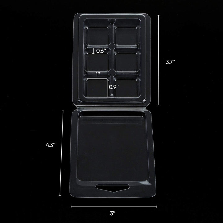 Jucoan 100 Pack Plastic Wax Melt Clamshell Mold, 6 Cavity Square Clear Wax Molds for Wax Melt Candle Soap DIY - Just Closeouts Canada Inc.