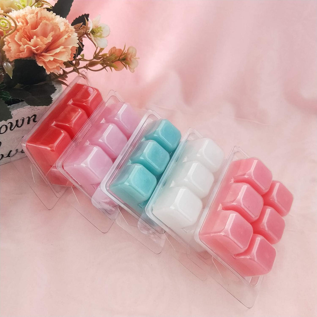 Jucoan 100 Pack Plastic Wax Melt Clamshell Mold, 6 Cavity Square Clear Wax Molds for Wax Melt Candle Soap DIY - Just Closeouts Canada Inc.
