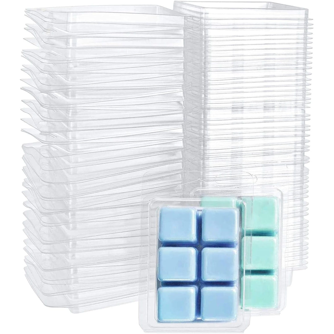 Jucoan 100 Pack Plastic Wax Melt Clamshell Mold, 6 Cavity Square Clear Wax Molds for Wax Melt Candle Soap DIY - Just Closeouts Canada Inc.