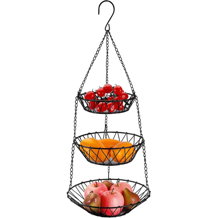 Jucoan 3 - Tier Hanging Fruits Basket, Heavy Duty Wire - Just Closeouts Canada Inc.