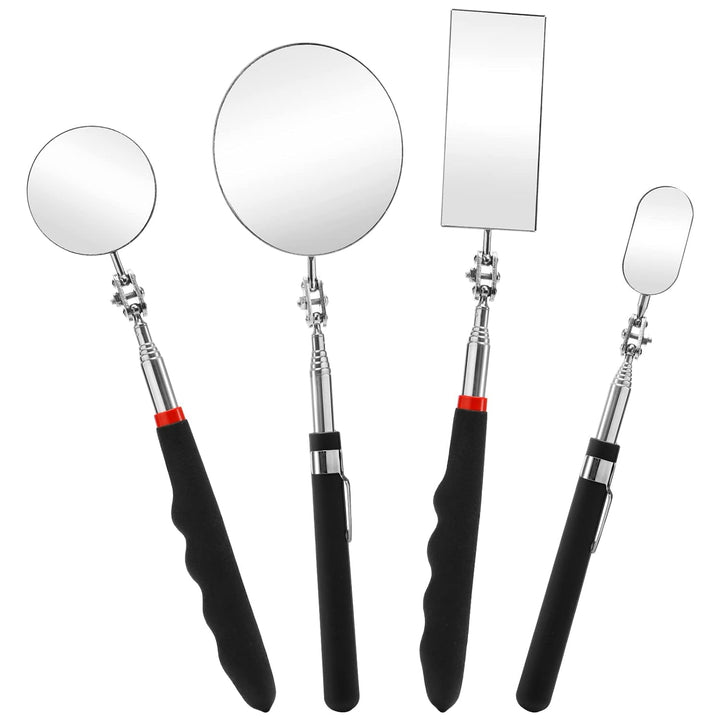 Jucoan 4 Pack Telescoping Inspection Mirror, Flexible Inspection Mirror Round and Rectangular Adjustable Inspection Mirror for Observing Vehicle Small Details,Extends up to 25 Inch, 360 Swivel - Just Closeouts Canada Inc.