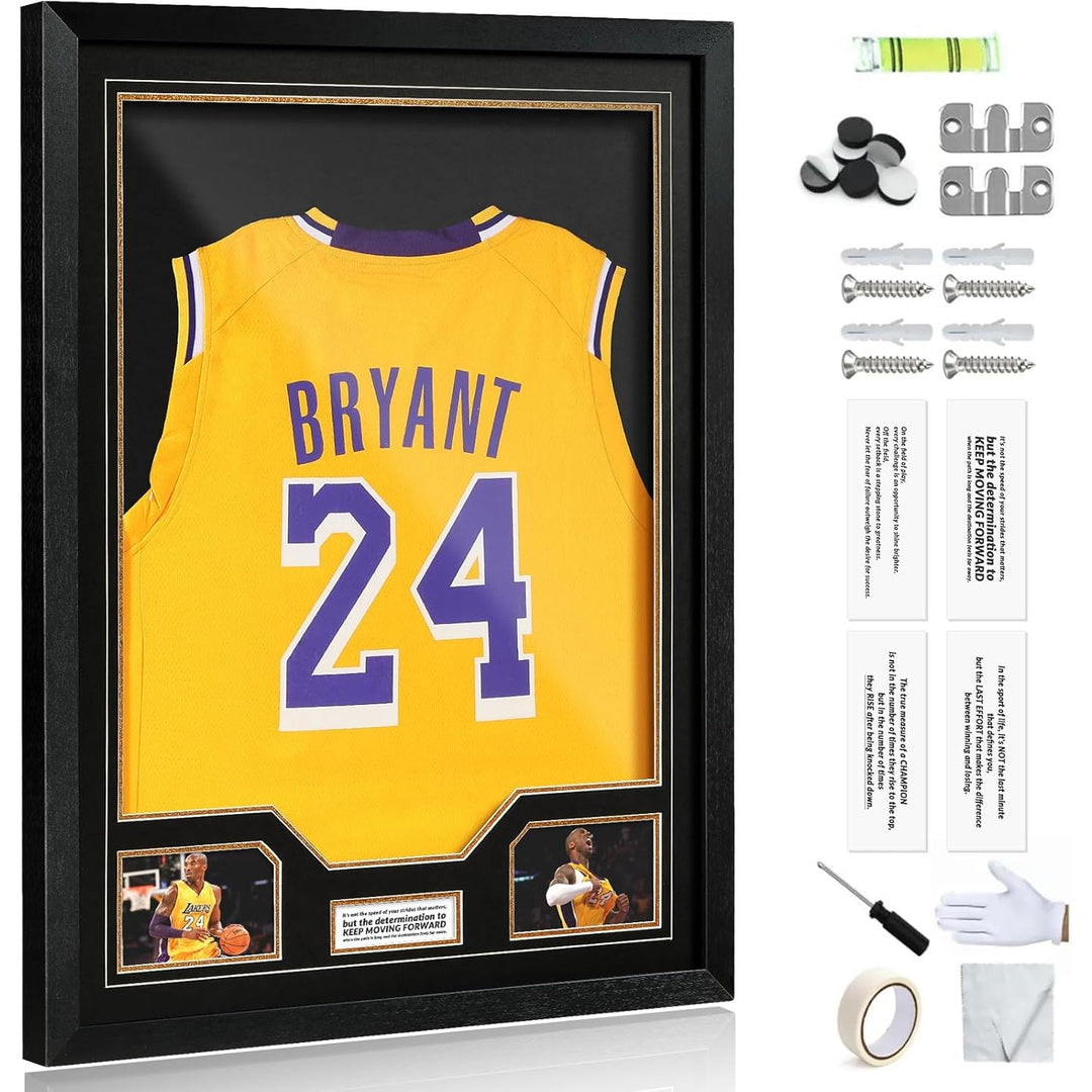 JupDec Jersey Frame Display Case, Large Clear Acrylic Shadow Box with UV Protection for Baseball Basketball Football Soccer Hockey shirts, Wall Mount Wooden Showcase, Idea Gift for Sports fans, 1 pack - Just Closeouts Canada Inc.
