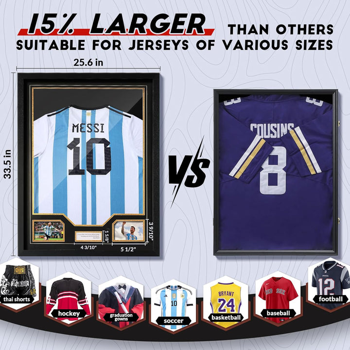 JupDec Jersey Frame Display Case, Large Clear Acrylic Shadow Box with UV Protection for Baseball Basketball Football Soccer Hockey shirts, Wall Mount Wooden Showcase, Idea Gift for Sports fans, 1 pack - Just Closeouts Canada Inc.