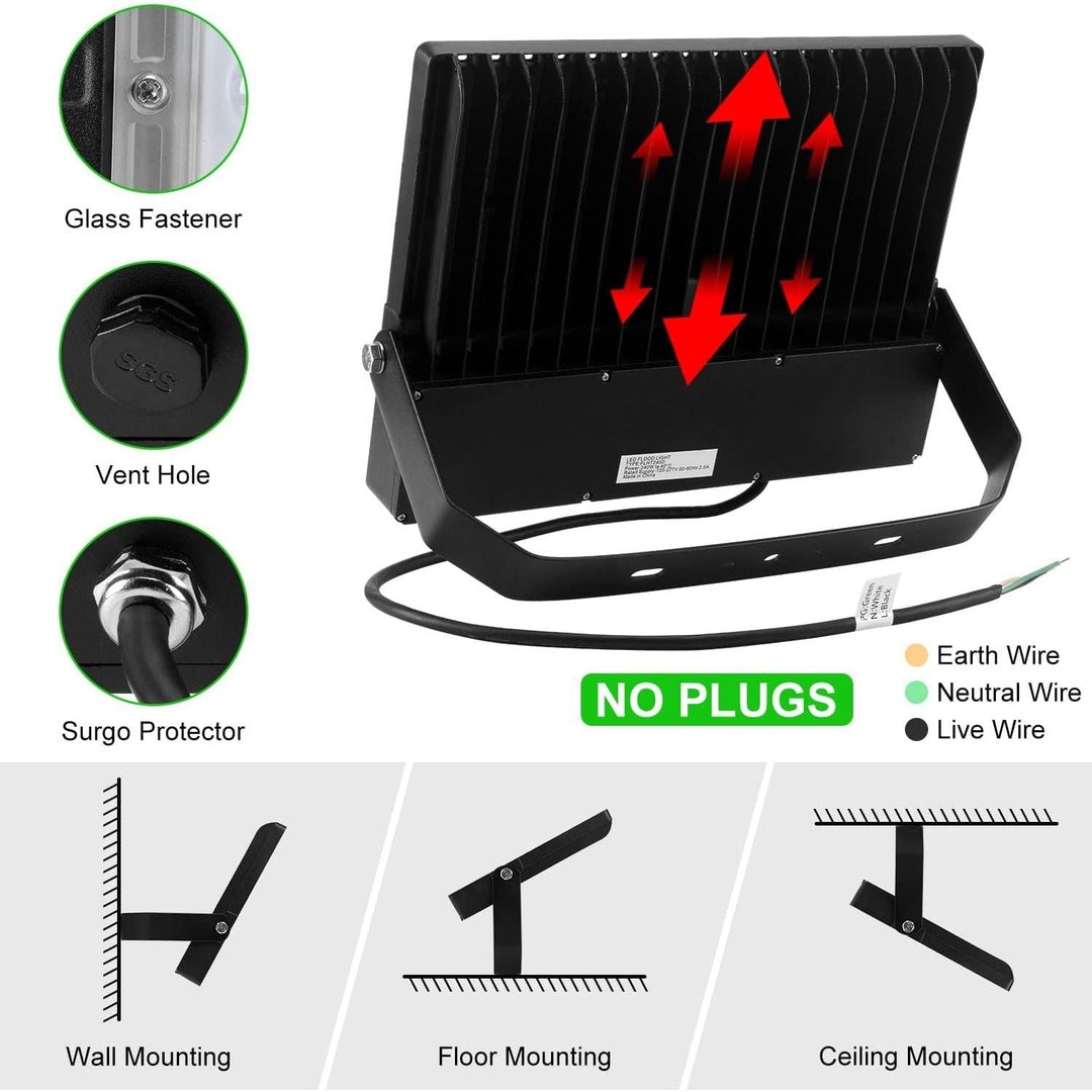 Juyace Led Stadium Flood Light Outdoor 36000Lm 1500W Equivalent Super Bright Commercial Area Lighting 100 - 277V 5000K Daylight IP65 Waterproof Arena Lights for Sport Fields and Courts - Just Closeouts Canada Inc.