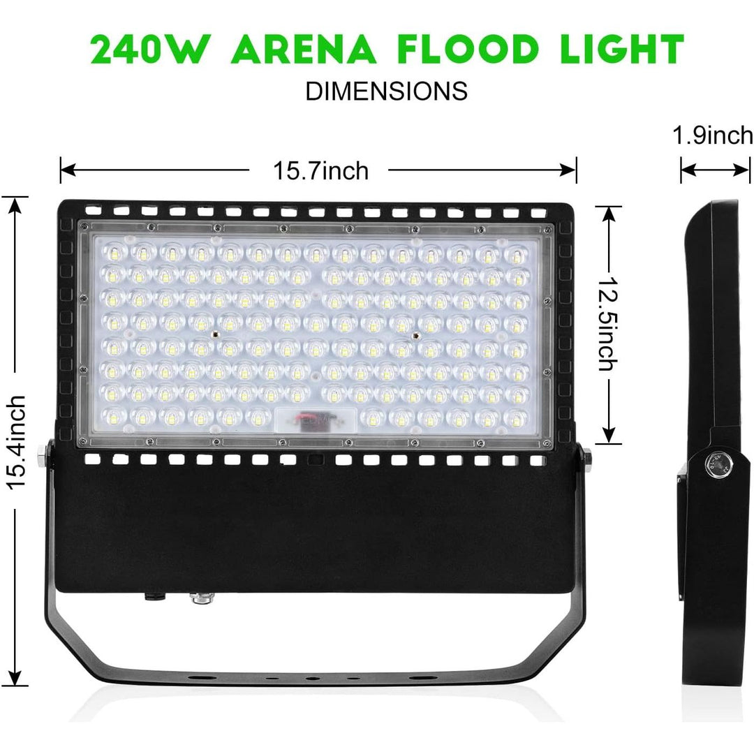 Juyace Led Stadium Flood Light Outdoor 36000Lm 1500W Equivalent Super Bright Commercial Area Lighting 100 - 277V 5000K Daylight IP65 Waterproof Arena Lights for Sport Fields and Courts - Just Closeouts Canada Inc.