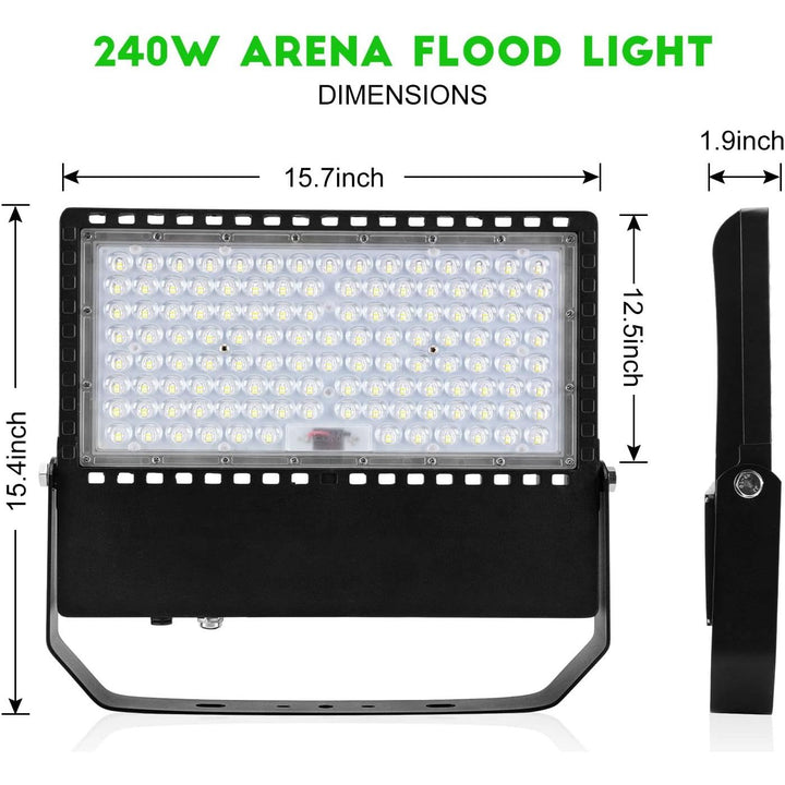Juyace Led Stadium Flood Light Outdoor 36000Lm 1500W Equivalent Super Bright Commercial Area Lighting 100 - 277V 5000K Daylight IP65 Waterproof Arena Lights for Sport Fields and Courts - Just Closeouts Canada Inc.