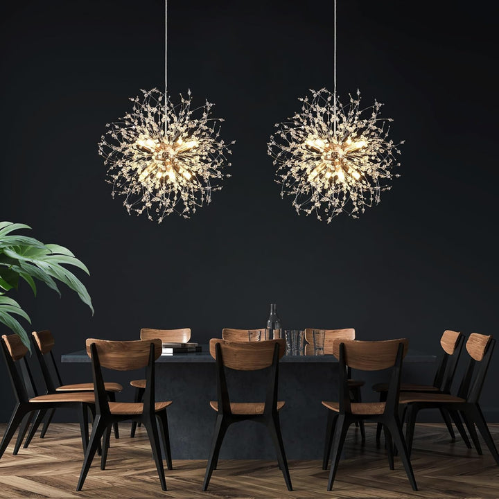 JZQWCK Modern Crystal Chandeliers Firework,Crystal Light Fixture,8 - Light Plug in Crystal Chandelier, Hanging Lights with Plug in Cord 17.06ft for Dining Room Living Room Bedroom - Just Closeouts Canada Inc.