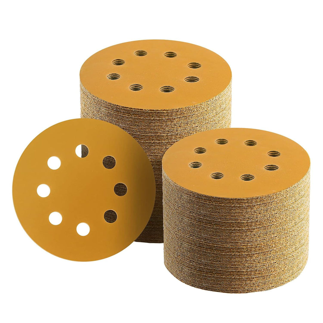 Keeimp 100 Pcs 5 Inch Sanding Discs Hook and Loop, 8 Hole Gold Premium 800 Grit Dustless Random Orbit Sandpaper for Woodworking or Automotive - Just Closeouts Canada Inc.X002V37CPV