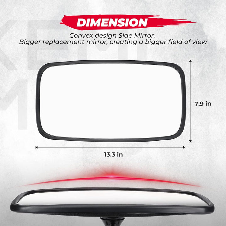 KEMIMOTO Tractor Mirror Replacement 7.9" x 13" Compatible With Front Loader Excavator Farm Tractor 1025 6105E 4430 Compact Tractor Mirror Farm Equipment - Just Closeouts Canada Inc.