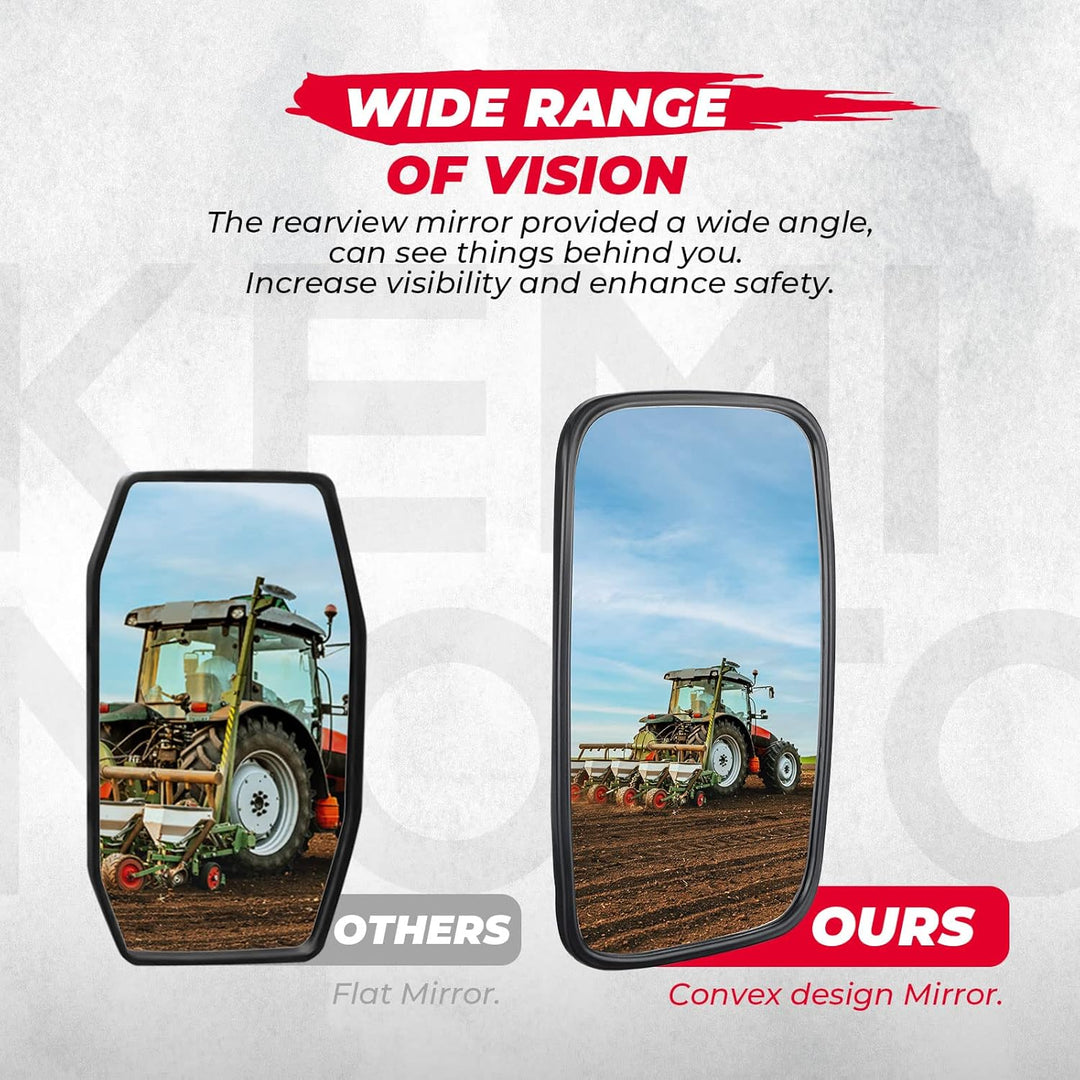 KEMIMOTO Tractor Mirror Replacement 7.9" x 13" Compatible With Front Loader Excavator Farm Tractor 1025 6105E 4430 Compact Tractor Mirror Farm Equipment - Just Closeouts Canada Inc.