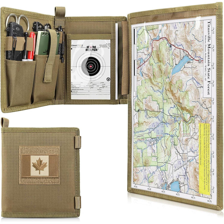 Khaki Foldable Map Case with 13 × 10-Inch Viewing Area - Just Closeouts Canada Inc.