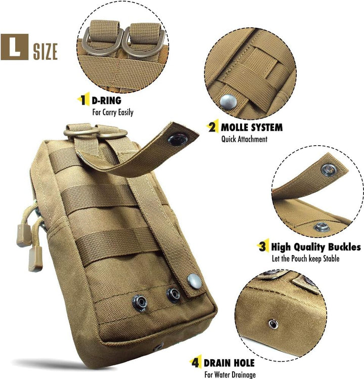 Khaki MOLLE Utility Pouch Set – Small & Large, 2 Pack - Just Closeouts Canada Inc.