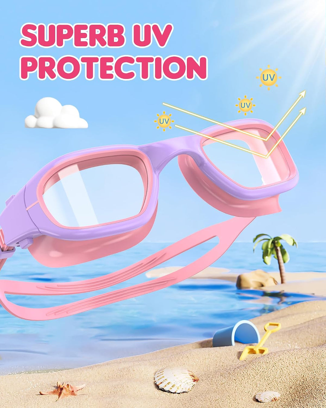 Kids' Anti-Fog Swim Goggles, Light Purple and Pink - Just Closeouts Canada Inc.