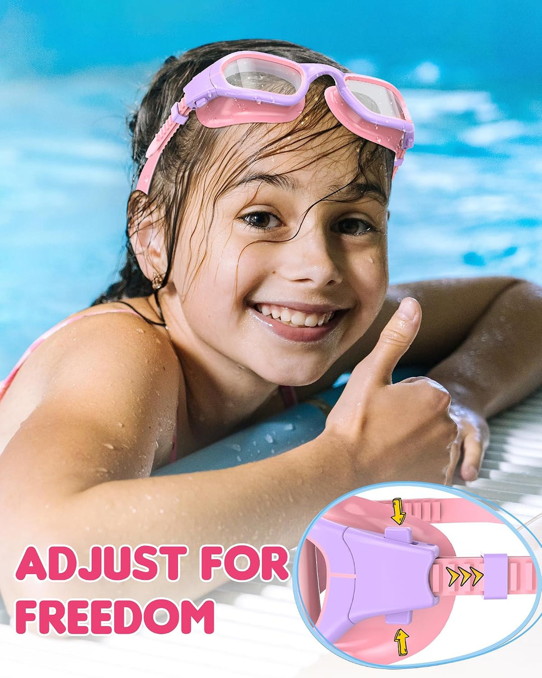 Kids' Anti-Fog Swim Goggles, Light Purple and Pink - Just Closeouts Canada Inc.