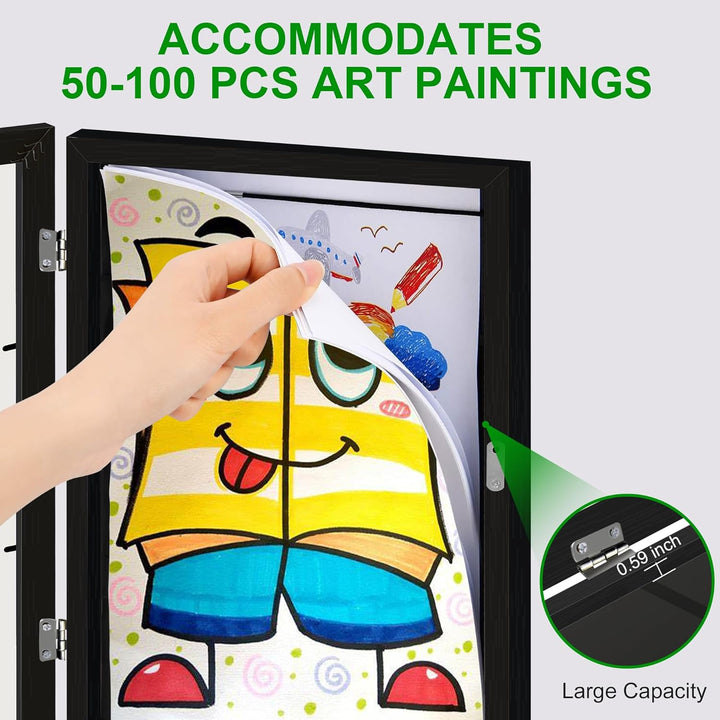 Kids Art Frame, 8.5x11 Front Opening Kids Artwork Frames Changeable, Chind Artwork Display Storage Frame for 3D Picture Crafts, Children Drawing Hanging Art, Holds 50 - 100 Pcs (2pk, Black) - Just Closeouts Canada Inc.