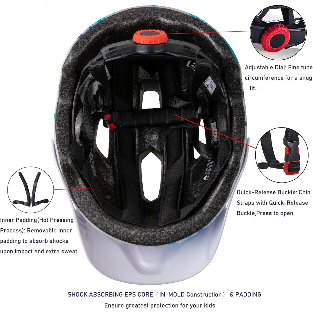 Kids Bike Helmet for Boys and Girls 5-14, With Removable Visor, Multi-Sport Safe and Comfortable (50-57cm), Navy Blue - Just Closeouts Canada Inc.