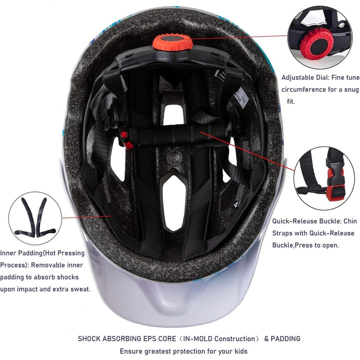 Kids Bike Helmet for Boys and Girls 5-14, With Removable Visor, Multi-Sport Safe and Comfortable (50-57cm), Navy Blue - Just Closeouts Canada Inc.