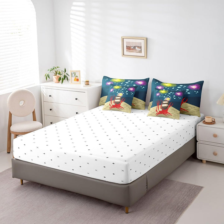 Kids Cute Crab Bed in a Bag Hermit Crab Comforter Set Full Size 7 Pieces for Boys Girls Ocean Marine Bedding Set Sea Animal Bed Set with Comforter, Sheet Set, Pillowcases, Pillow Covers - Just Closeouts Canada Inc.X004Y6KHSR