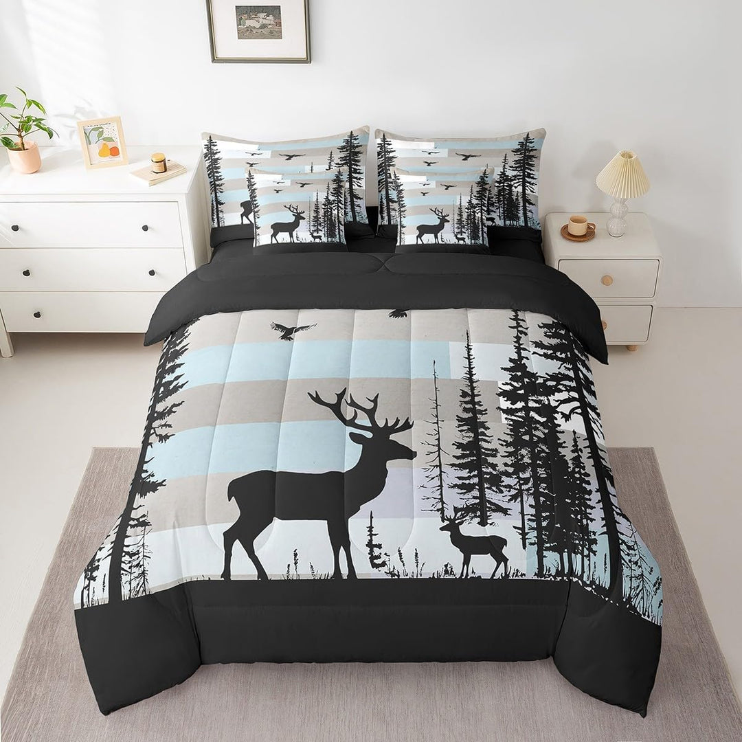 Kids Deer Comforter Set with Sheets,Forest Hunting Deer 7 Piece Bedding Set Full Size,Boys Girls Bedroom Room Decor,Wild Animal Theme Deer Bed in a Bag,Western Farmhouse Bed Set - Just Closeouts Canada Inc.X004Y6KJL7