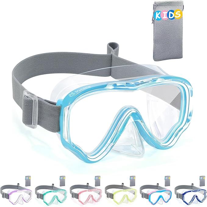 Kids - Goggles with Nose Cover, Diving Mask Elastic Fabric Strap Anti Fog Anti Shattered Lens for Kids Swim Goggles 3 - 14, Blue - Just Closeouts Canada Inc.