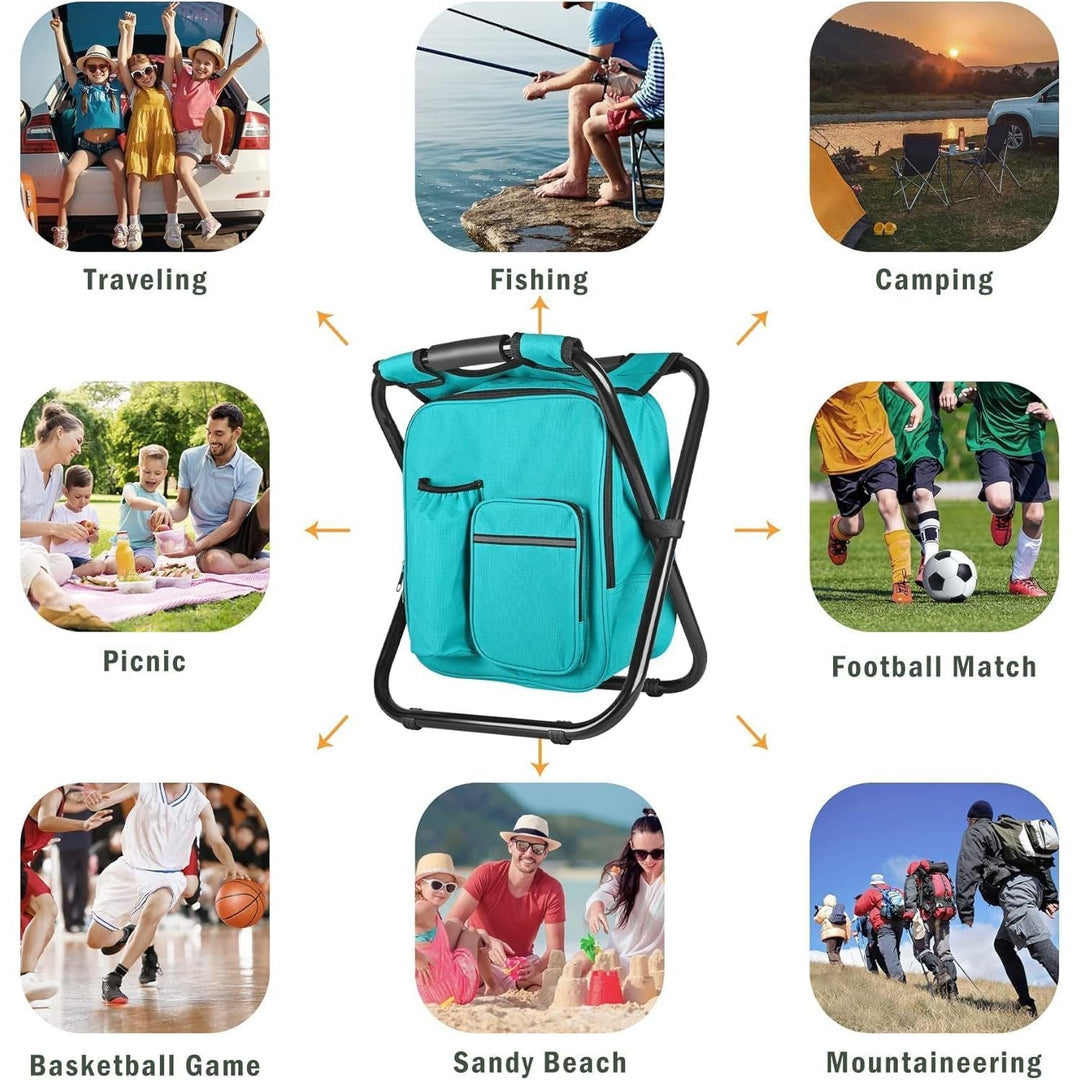 Kikerike Backpack Stool Cooler Chair Heavy Duty 400 LBS Max Load Portable Lightweight Stool Backpack Folding Fishing Cooler Stool for Camping Hunting Fishing - Blue - Green - Just Closeouts Canada Inc.