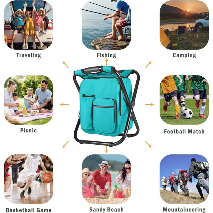 Kikerike Backpack Stool Cooler Chair Heavy Duty 400 LBS Max Load Portable Lightweight Stool Backpack Folding Fishing Cooler Stool for Camping Hunting Fishing - Blue - Green - Just Closeouts Canada Inc.