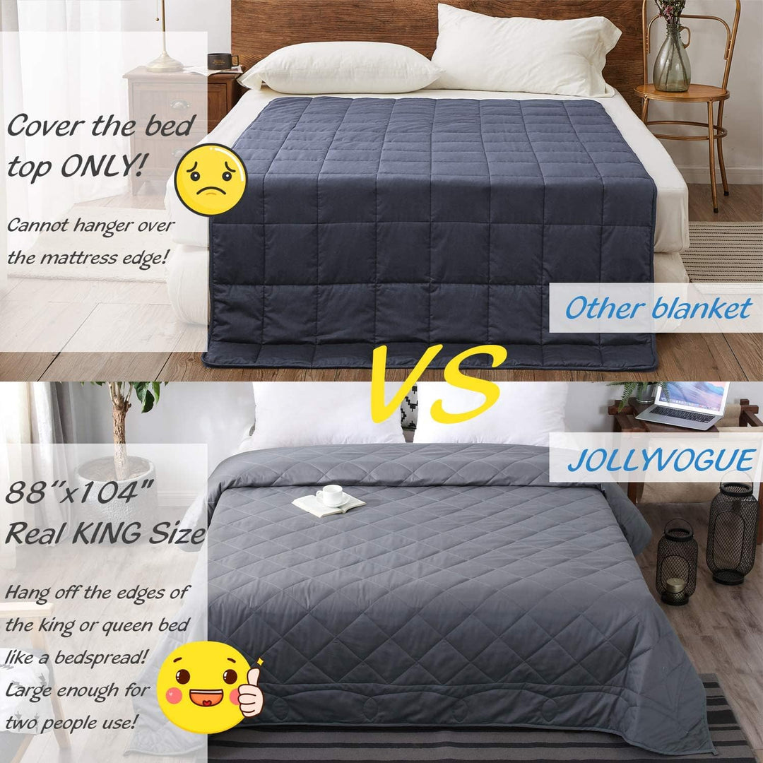 King Size Weighted Blanket(30lbs,88x104Inches), Couples Or Adult Weighted Cooling Blankets with Premium Glass Beads - Dark Grey - Just Closeouts Canada Inc.