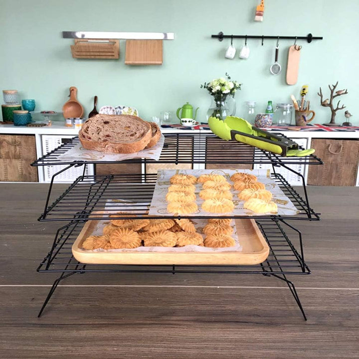Kingrol 2 Pack 3 - Tier Stackable Cooling Rack, Non - stick Wire Cake Rack for Pies, Cookies, Pastries - Just Closeouts Canada Inc.