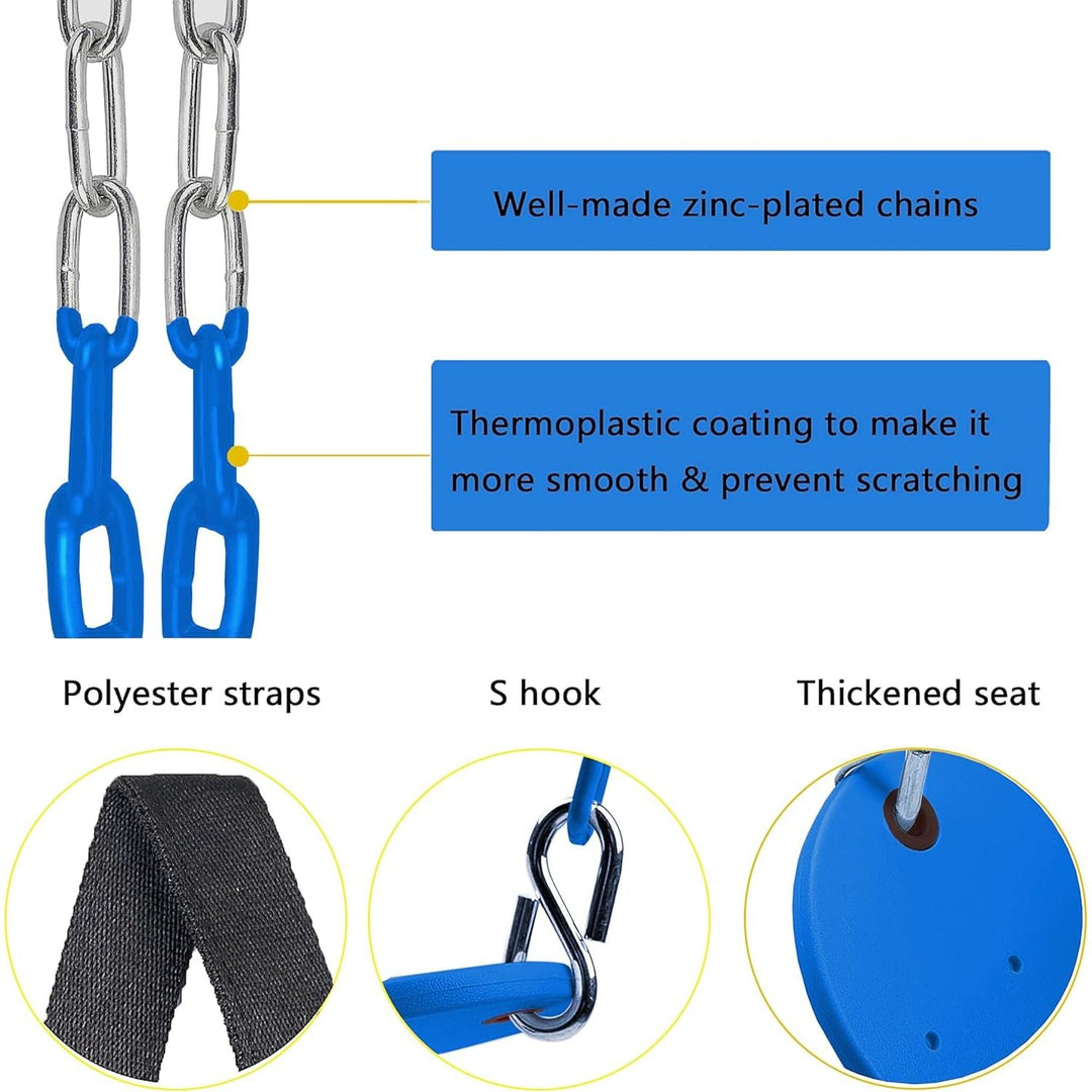 KINSPORY Toddler Swing & Child Swing Seat, Heavy - Duty High Back Fully Assembled Baby Swing, Iron Chain Eva Swing for Indoor/Outdoor, Hanging Tree Straps for Quick Installation (Blue) - Just Closeouts Canada Inc.