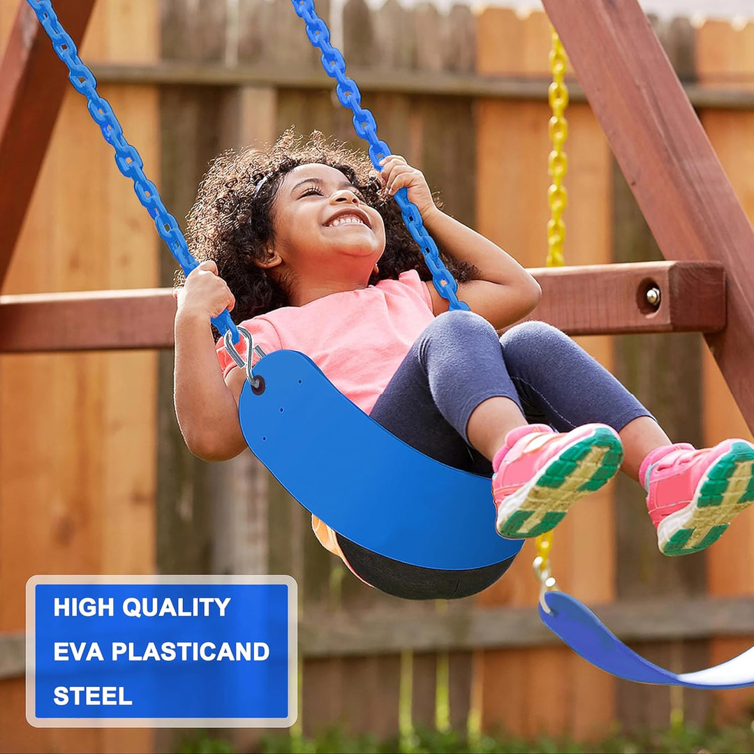 KINSPORY Toddler Swing & Child Swing Seat, Heavy - Duty High Back Fully Assembled Baby Swing, Iron Chain Eva Swing for Indoor/Outdoor, Hanging Tree Straps for Quick Installation (Blue) - Just Closeouts Canada Inc.