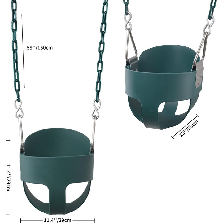 KINSPORY Toddler Swing & Child Swing Seat, Heavy - Duty High Back Fully Assembled Baby Swing, Iron Chain Eva Swing for Indoor/Outdoor, Hanging Tree Straps for Quick Installation (Green) - Just Closeouts Canada Inc.