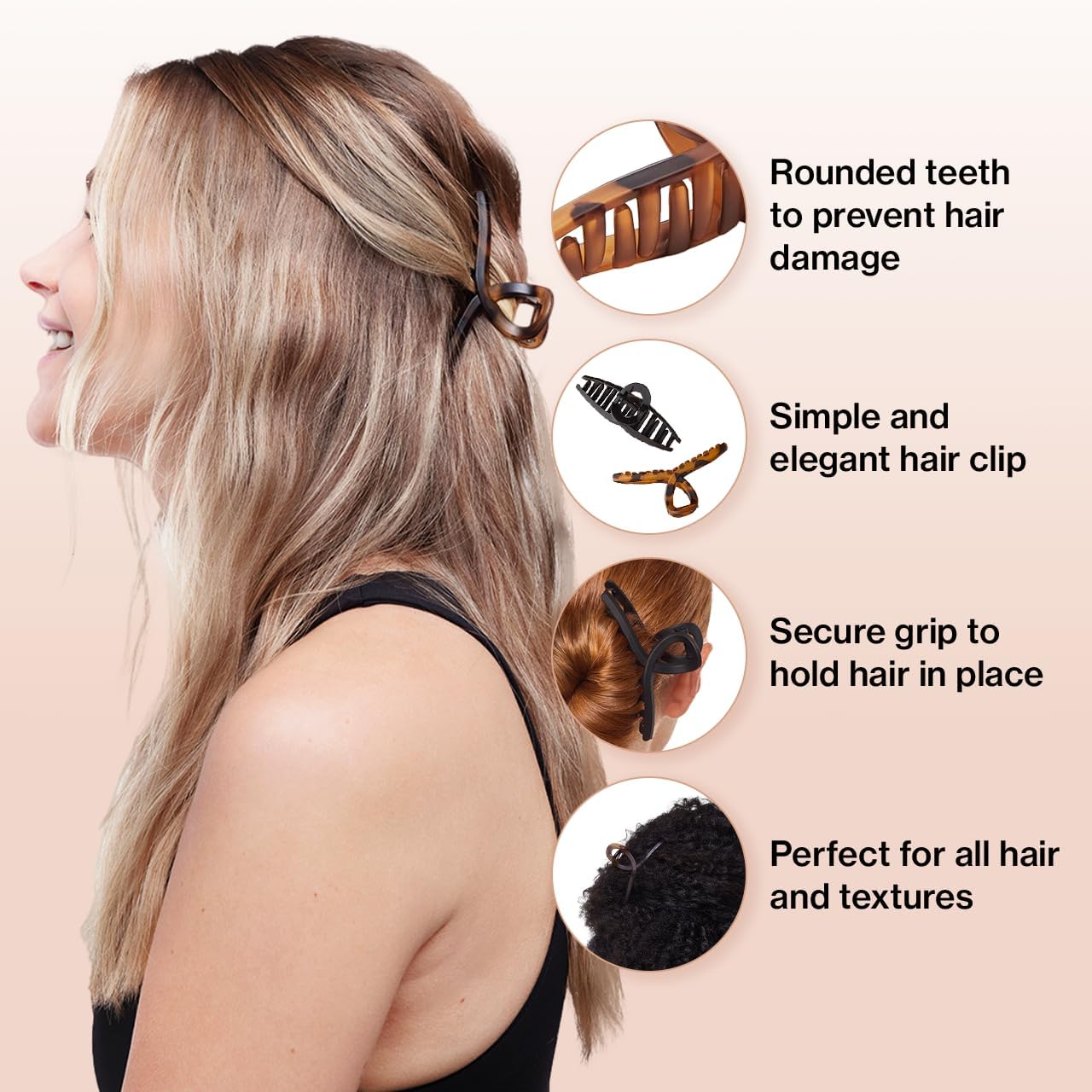 Large Loop Hair Claw Clips for Thick Hair, Stylish Banana Clip