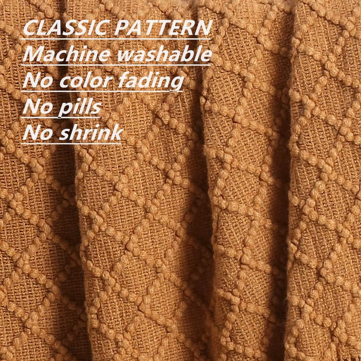 Knitted Decorative Throw Blanket for Couch Sofa Chair Bed，Soft Warm Cozy Light Weight for Spring Summer (127cmX152cm Brown) - Just Closeouts Canada Inc.