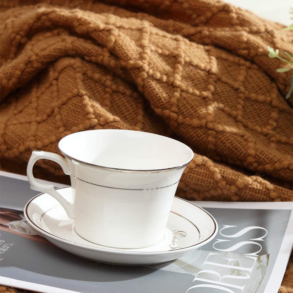 Knitted Decorative Throw Blanket for Couch Sofa Chair Bed，Soft Warm Cozy Light Weight for Spring Summer (127cmX152cm Brown) - Just Closeouts Canada Inc.