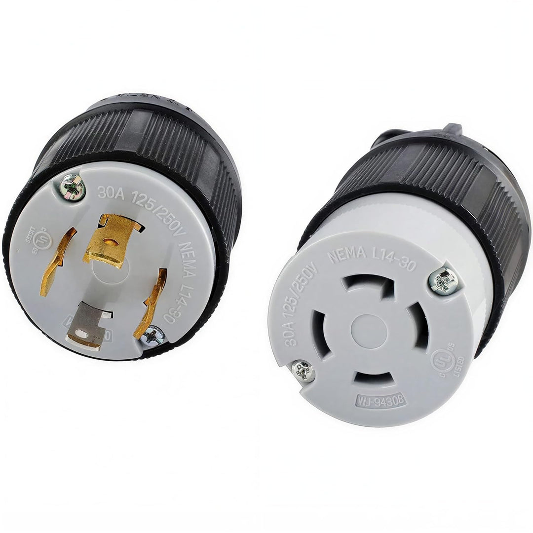 L14-30 L14-30R Locking Connector and L14-30P Female Plug Set, 30 Amp, 125/250V, 3 Pole 4 Wire, 7500W Generator Twist Locking Plug Connector - Just Closeouts Canada Inc.