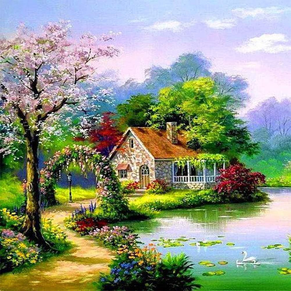 Lakeside Cabin 5D Diamond Painting Kit, 30 x 30 cm - Just Closeouts Canada Inc.X002IBS6I3