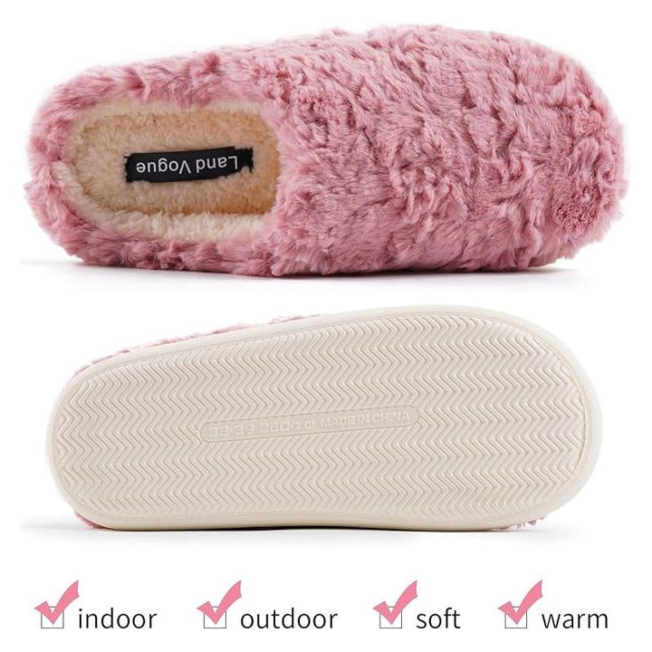 Land Vogue Women's Slippers Indoor Outdoor Fuzzy House with Soft Anti Slip Sole, Pink - Just Closeouts Canada Inc.X0034KI0D4