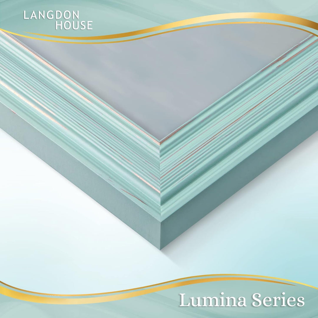 Langdon House 8x10 (20x25 cm) Real Wood Picture Frames (Eggshell Blue - Gold Accents, 2 Pack), Wooden Photo Frame 8 x 10, Lumina Collection - Just Closeouts Canada Inc.
