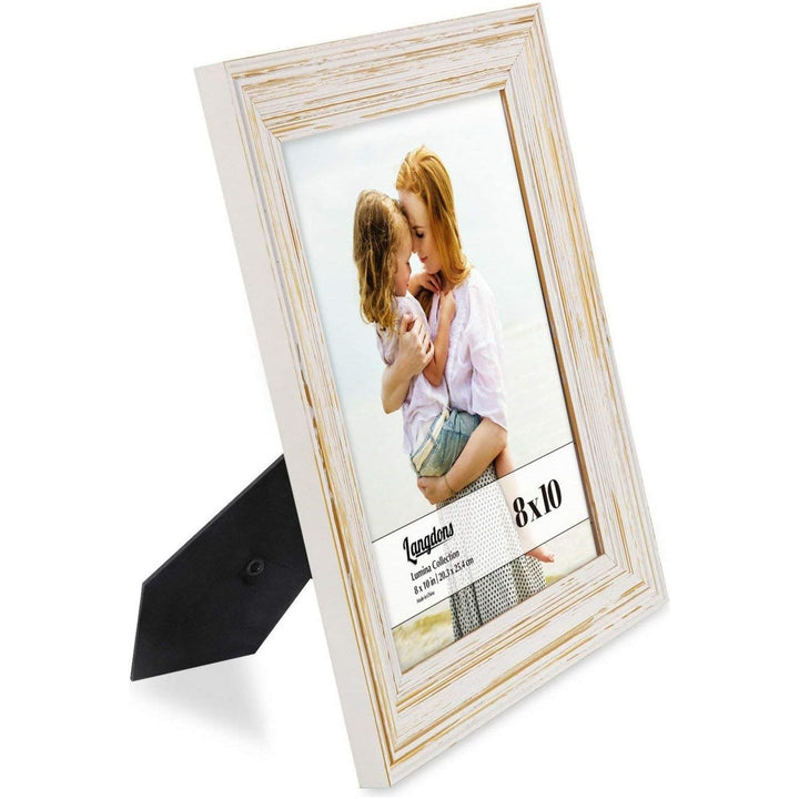 Langdon House 8x10 (20x25 cm) Real Wood Picture Frames (Weathered White - Gold Accents, 2 Pack), Wooden Photo Frame 8 x 10, Lumina Collection - Just Closeouts Canada Inc.