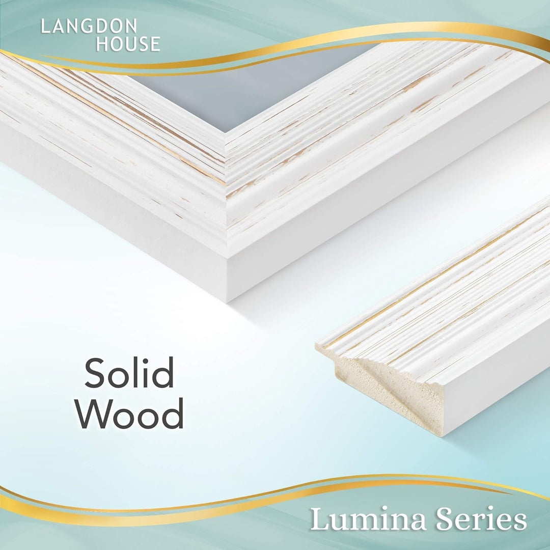 Langdon House 8x10 (20x25 cm) Real Wood Picture Frames (Weathered White - Gold Accents, 2 Pack), Wooden Photo Frame 8 x 10, Lumina Collection - Just Closeouts Canada Inc.