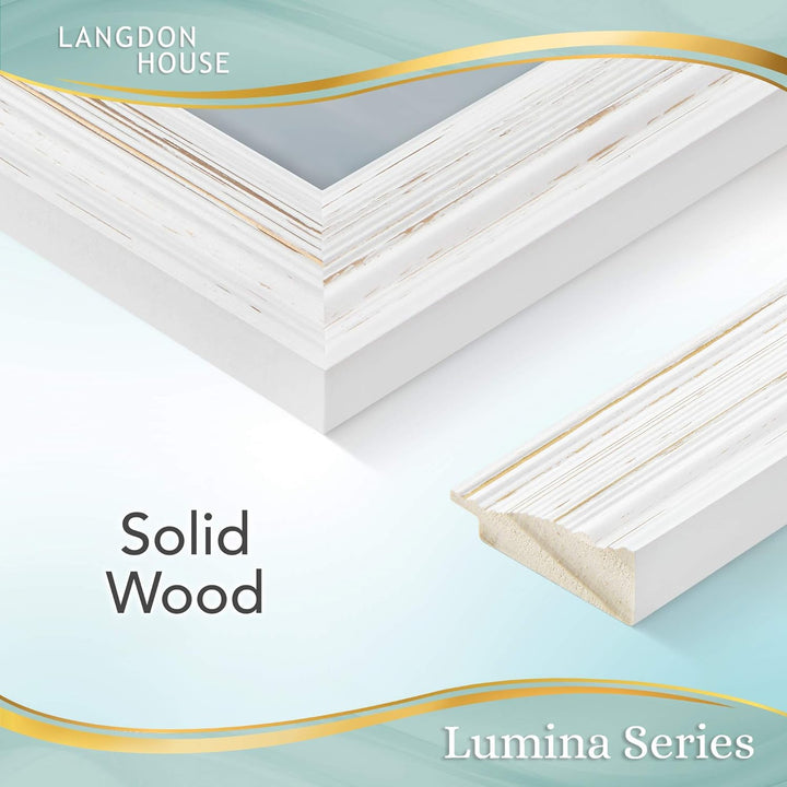 Langdon House 8x10 (20x25 cm) Real Wood Picture Frames (Weathered White - Gold Accents, 2 Pack), Wooden Photo Frame 8 x 10, Lumina Collection - Just Closeouts Canada Inc.