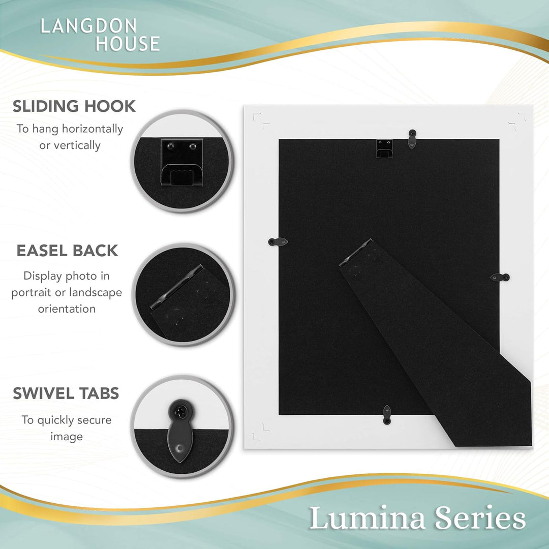 Langdon House 8x10 (20x25 cm) Real Wood Picture Frames (Weathered White - Gold Accents, 2 Pack), Wooden Photo Frame 8 x 10, Lumina Collection - Just Closeouts Canada Inc.