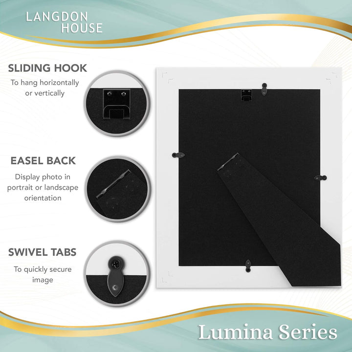 Langdon House 8x10 (20x25 cm) Real Wood Picture Frames (Weathered White - Gold Accents, 2 Pack), Wooden Photo Frame 8 x 10, Lumina Collection - Just Closeouts Canada Inc.