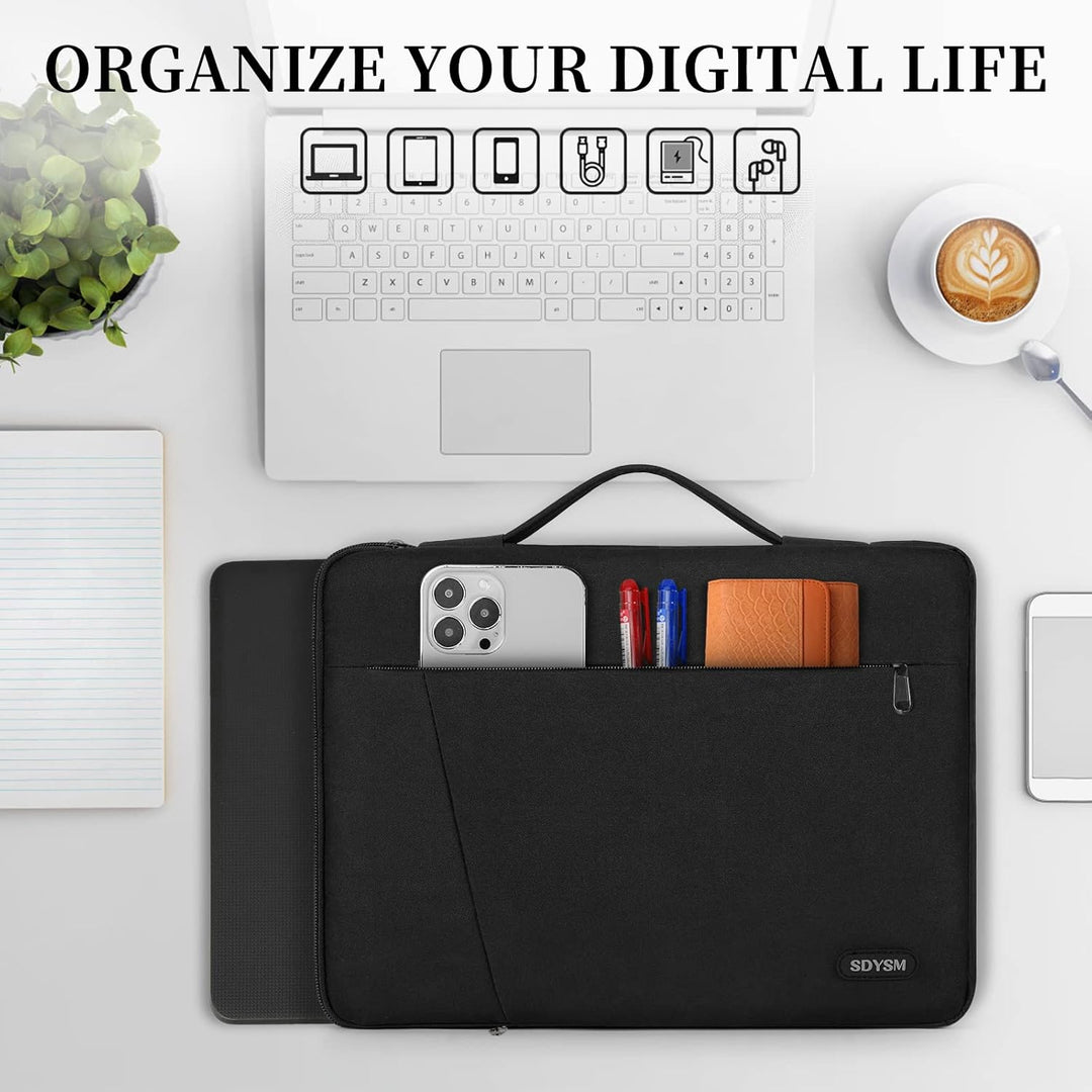 Laptop Sleeve 14 Inch Laptop Case with Portable Handle 360° Protective Laptop Sleeve Case Waterproof Neoprene Bag Business Computer case for Men Women Compatible with 13 - 14 Inch MacBook Air/ Pro/ ASUS/ DELL/ Lenovo/ HP/ ACER Notebook, Black - Just Closeouts Canada Inc.