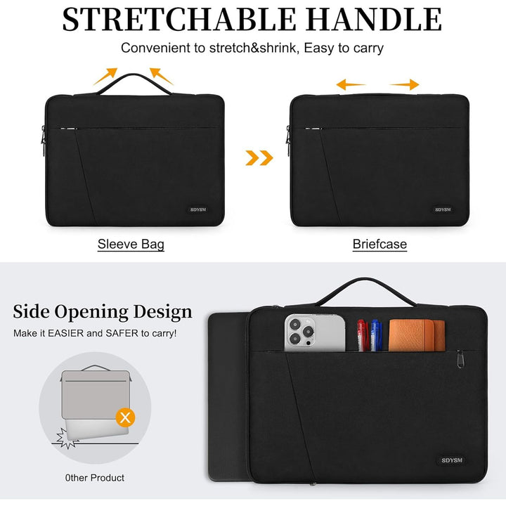 Laptop Sleeve 14 Inch Laptop Case with Portable Handle 360° Protective Laptop Sleeve Case Waterproof Neoprene Bag Business Computer case for Men Women Compatible with 13 - 14 Inch MacBook Air/ Pro/ ASUS/ DELL/ Lenovo/ HP/ ACER Notebook, Black - Just Closeouts Canada Inc.