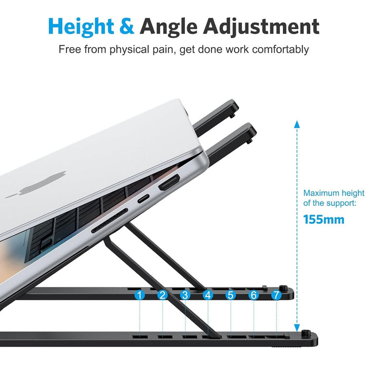 Laptop Stand for Desk Ergonomic 7 - Levels Angles Adjustable Computer Stand, Portable ABS Laptop Riser Holder Compatible with All Laptops and iPad（10 - 15.6"） - Just Closeouts Canada Inc.X004HEQIFR