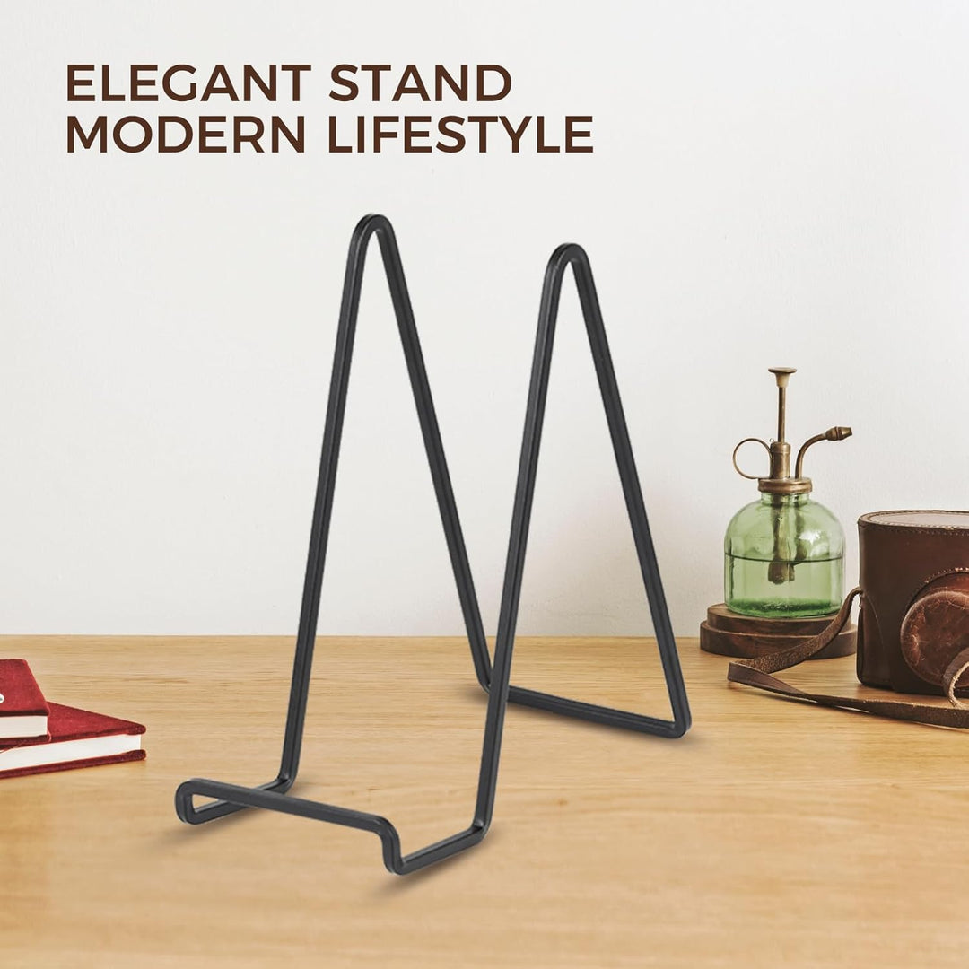 Large Plate Holder Display Stand - 10 inch Tall Plate Stands for Display - Metal Picture Frame Stand - Big Tabletop Easel Stand for Decorative Plates | Platter | Book | Plaque | Tile - 2 Pack - Black - Just Closeouts Canada Inc.