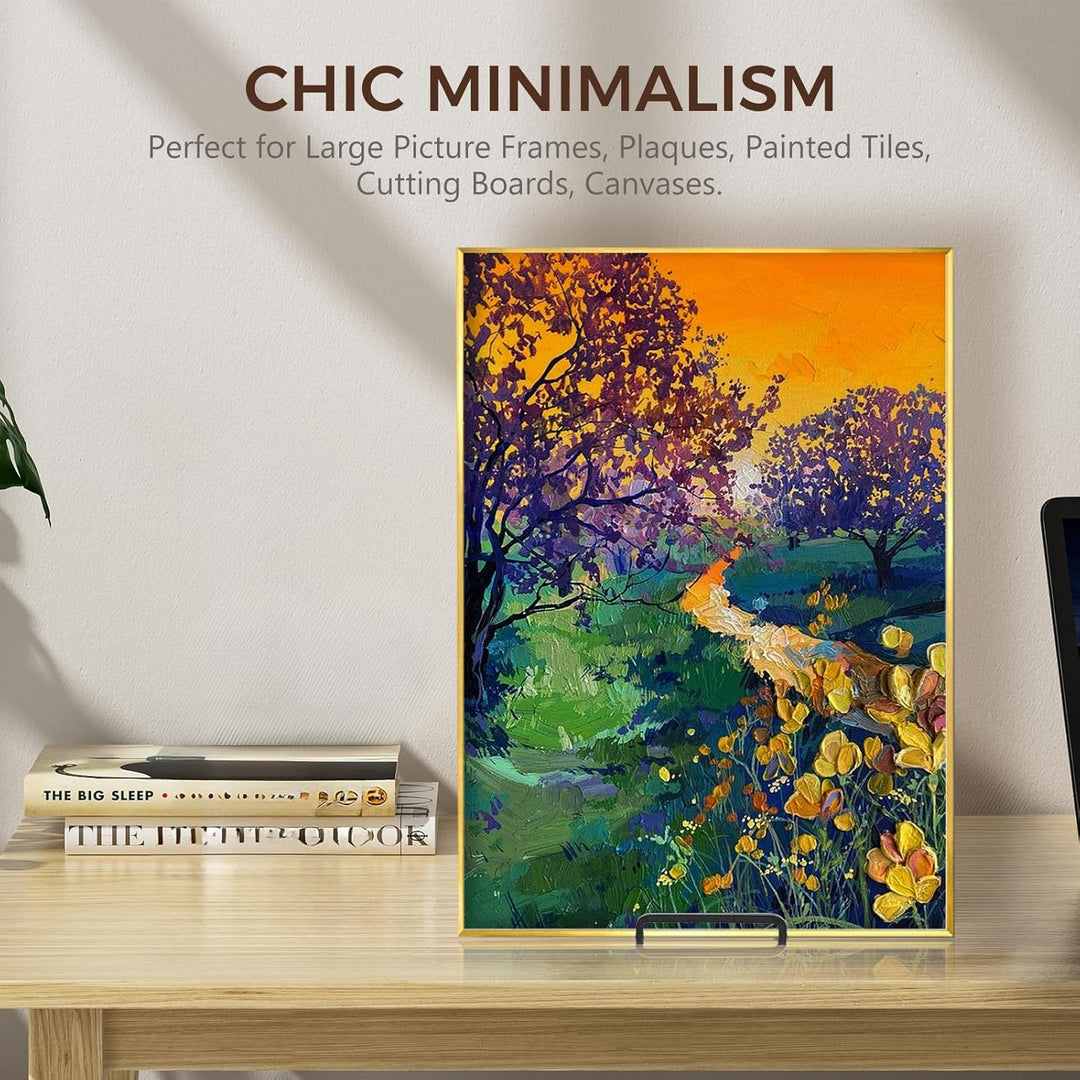 Large Plate Holder Display Stand - 10 inch Tall Plate Stands for Display - Metal Picture Frame Stand - Big Tabletop Easel Stand for Decorative Plates | Platter | Book | Plaque | Tile - 2 Pack - Black - Just Closeouts Canada Inc.