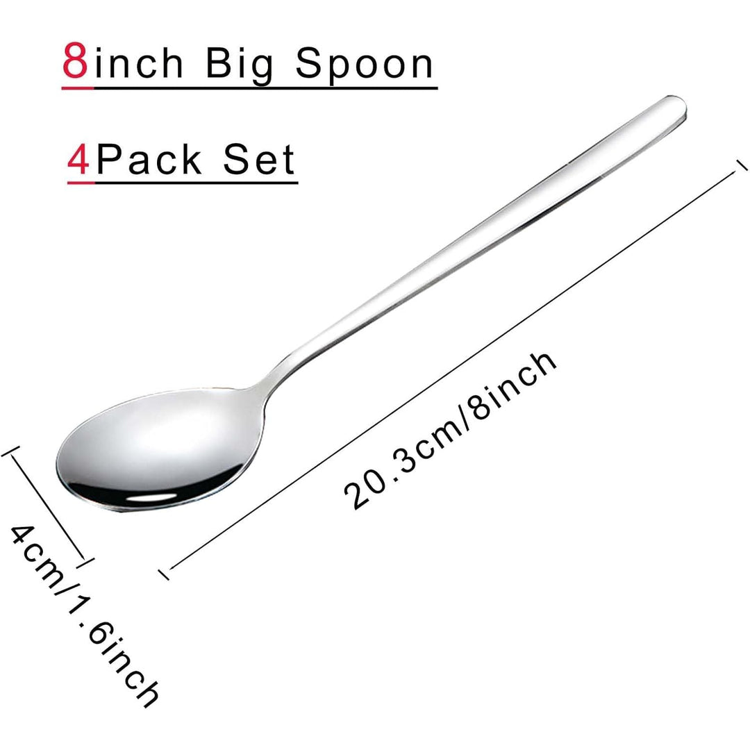 Large Soup Spoon Stainless Steel Dishwasher Safe Dinner Big Teaspoons with Round Edge 8 inches Tablespoons (4) - Just Closeouts Canada Inc.